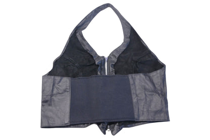 Mustang 10094, Large Black Leather Zip-up Top NOS