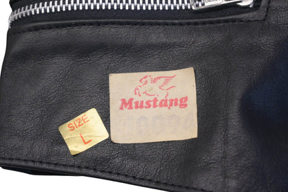 Mustang 10094, Large Black Leather Zip-up Top NOS
