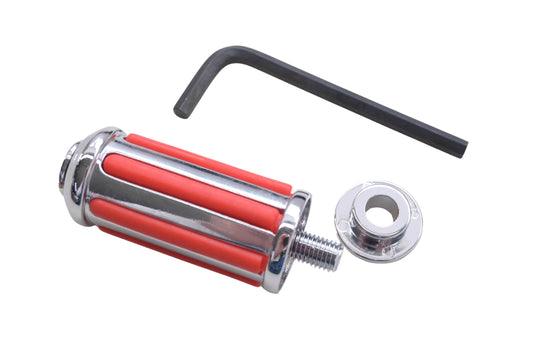 Custom Chrome 78-153 Chrome & Red Ribbed Shifter Peg Kit NOS