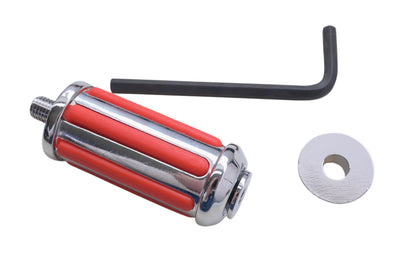 Custom Chrome 78-153 Chrome & Red Ribbed Shifter Peg Kit NOS