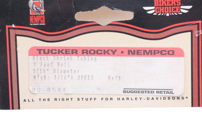 Tucker Rocky 03-0544 Biker's Choice 3/16'' x 3' Black Shrink Tubing NOS