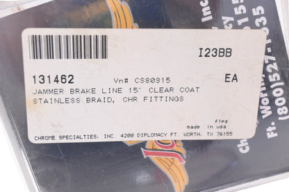 Chrome Specialties 131462, CS80315, I23BB Cycle Jammer 15'' Stainless Braided Brake Line NOS