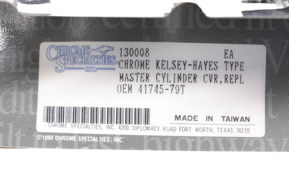 Chrome Specialties 130008, 41745-79T Chrome Master Cylinder Cover NOS
