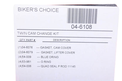 Biker's Choice 04-6108 Twin Power Cam Change Gasket Kit NOS