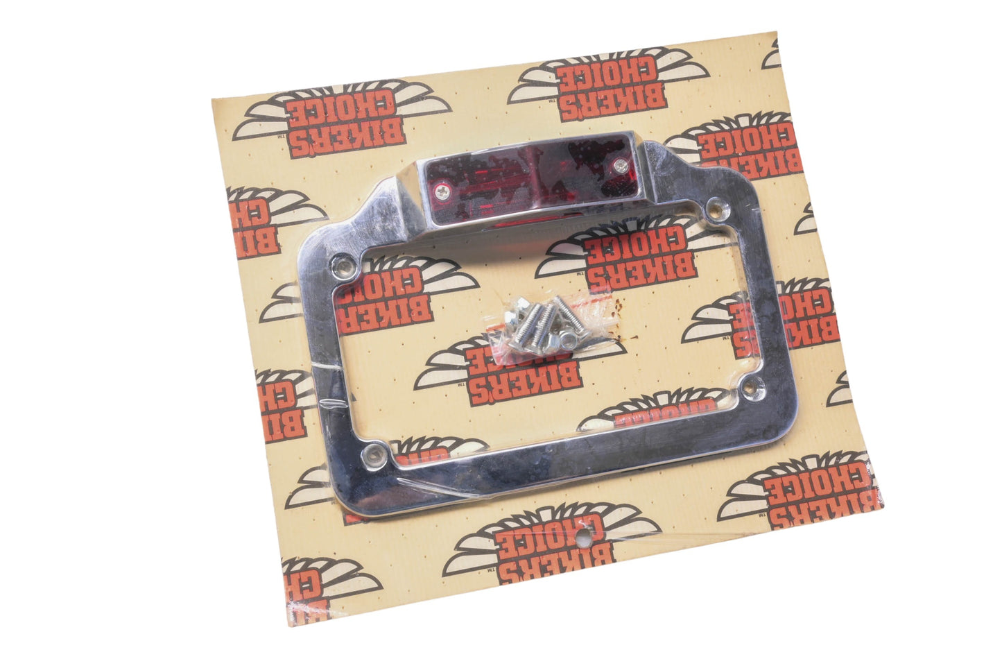 Biker's Choice 42-0923 Chrome Billet License Plate & Red LED Kit NOS