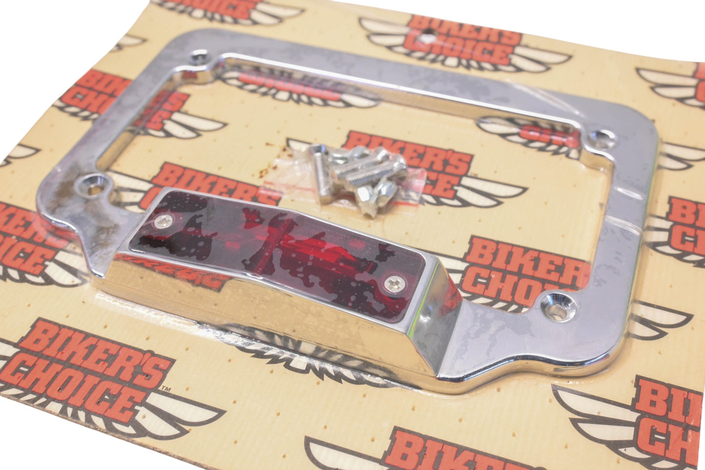 Biker's Choice 42-0923 Chrome Billet License Plate & Red LED Kit NOS