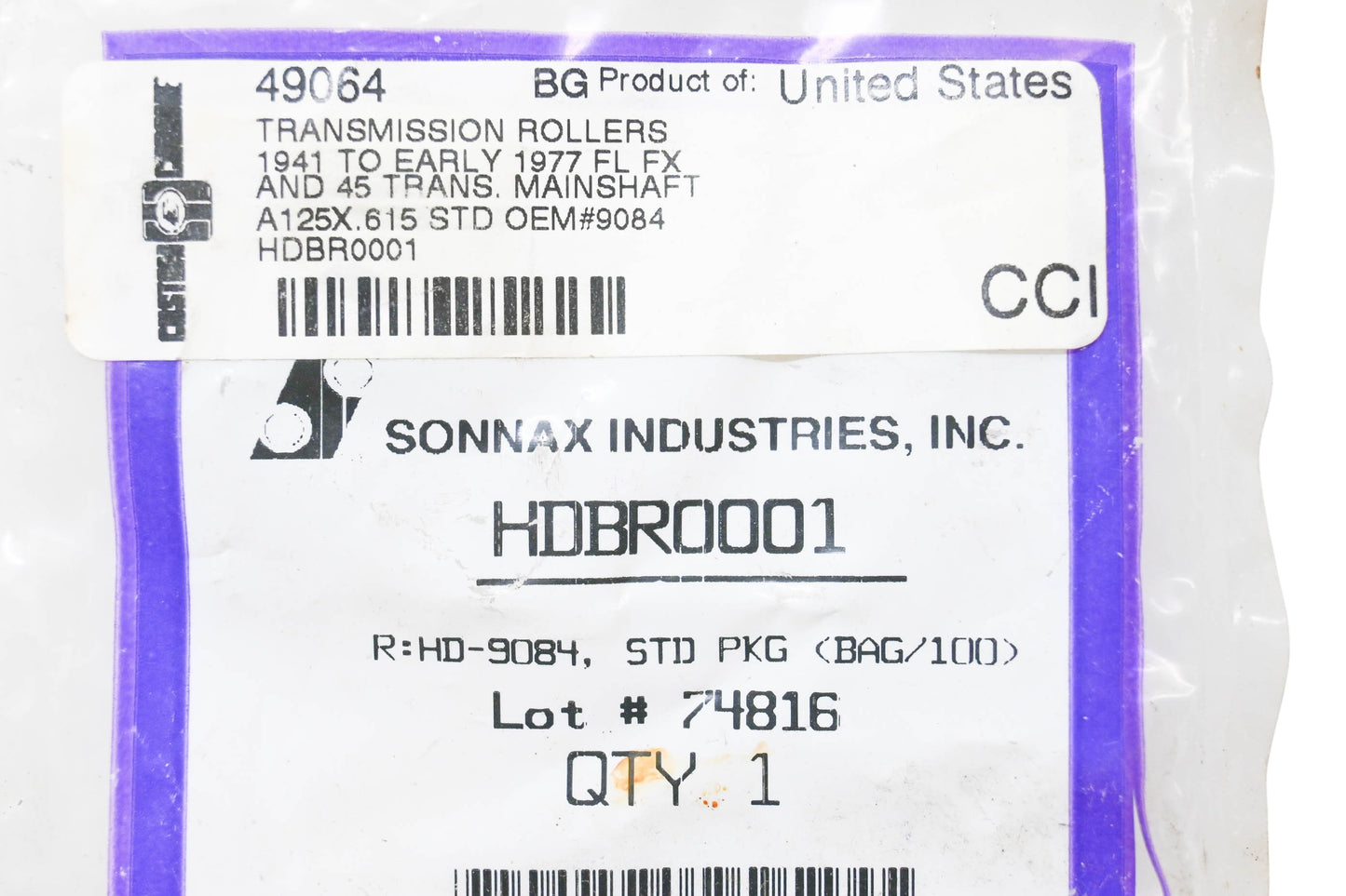 Sonnax Industries HDNB0001, 74816, 49064 Transmission Roller Pack NOS