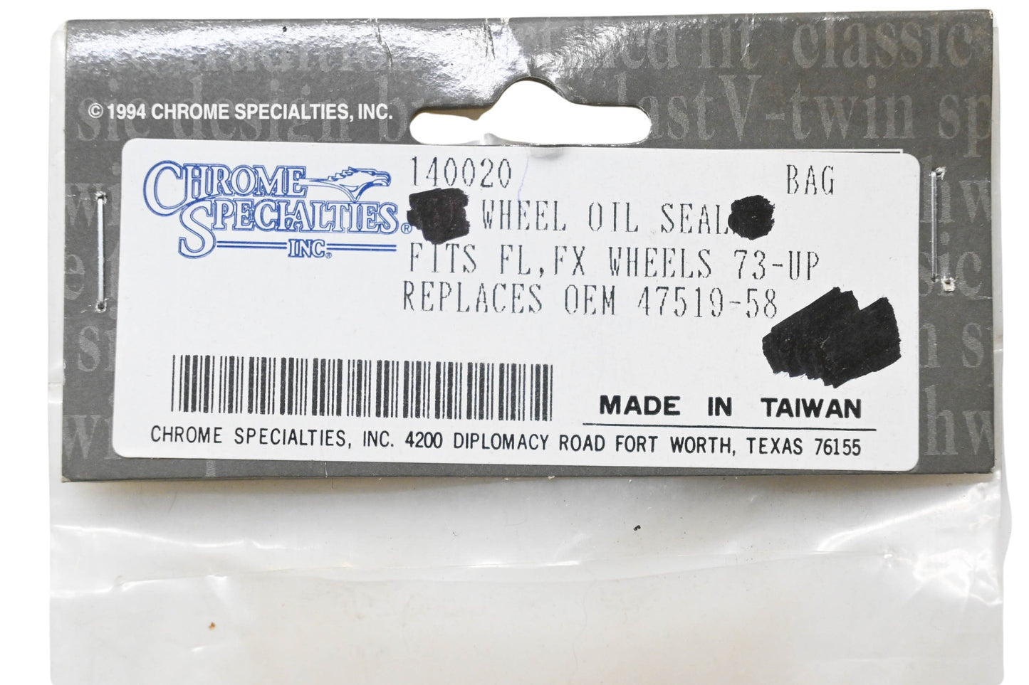 Chrome Specialties 140020, 47519-58 Oil Seal NOS