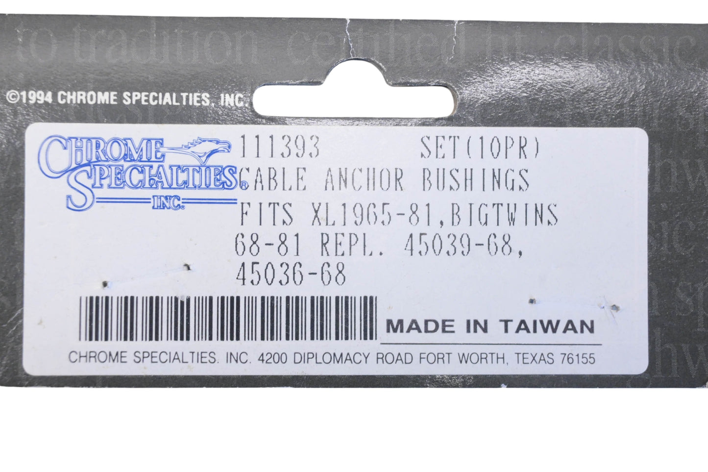 Chrome Specialties 111393, 45039-68 Cable Anchor Brushings Qty 5 NOS
