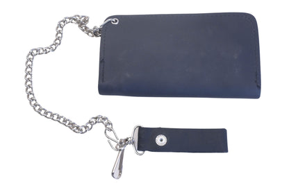 Aftermarket IM012-8 Black Leather Chain Wallet & Flaming Eagle Design NOS