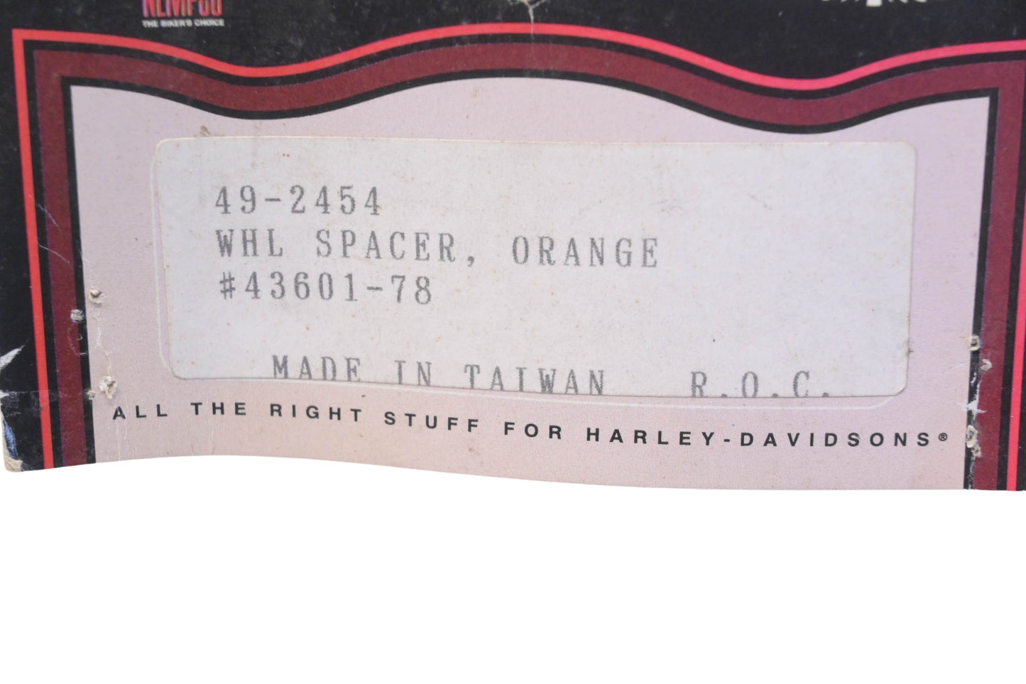 Bikers Choice 49-2454, 492454, 43601-78 Orange Wheel Spacer NOS