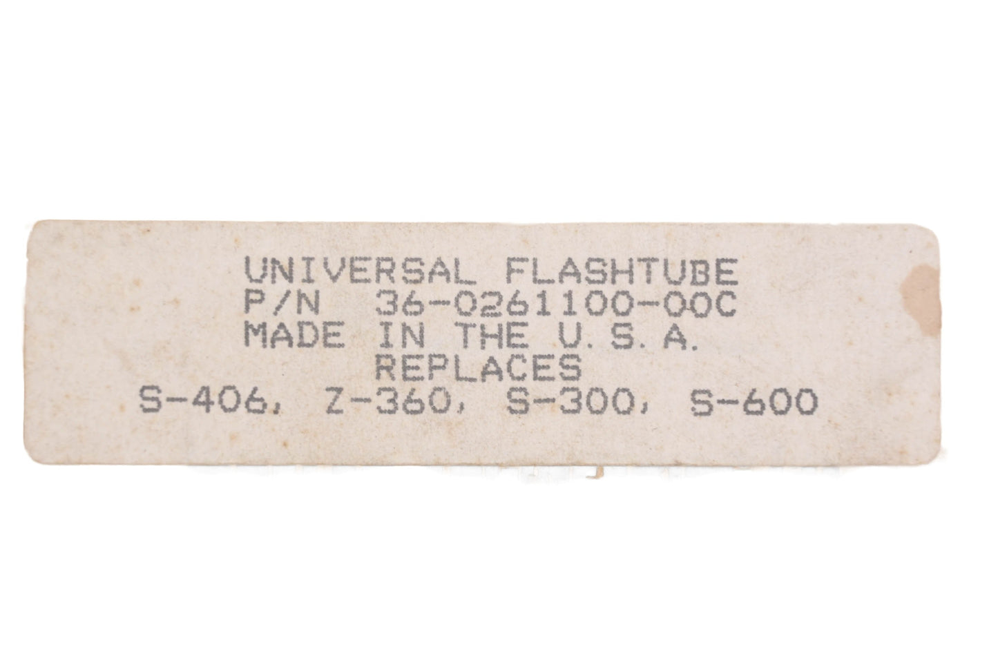 Whelen 0391, 36-0261100-00C Universal Flash Tube NOS
