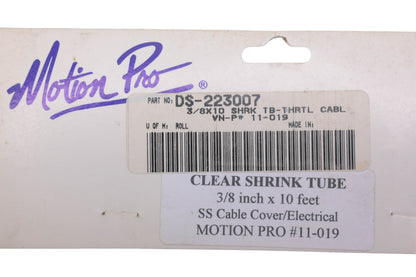 Motion Pro DS-223007, 11-019 3/8'' x 10 ft Clear Shrink Tube NOS