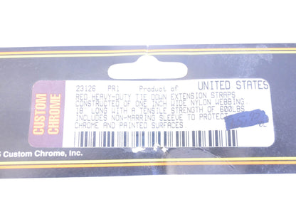Custom Chrome 23-126, 23126 Red Heavy Duty Tie Down Extension Strap Kit 18" NOS