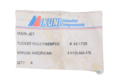 Mikuni N100.604-170, 421725, 42-1725 170 Main Jets Qty 2 NOS
