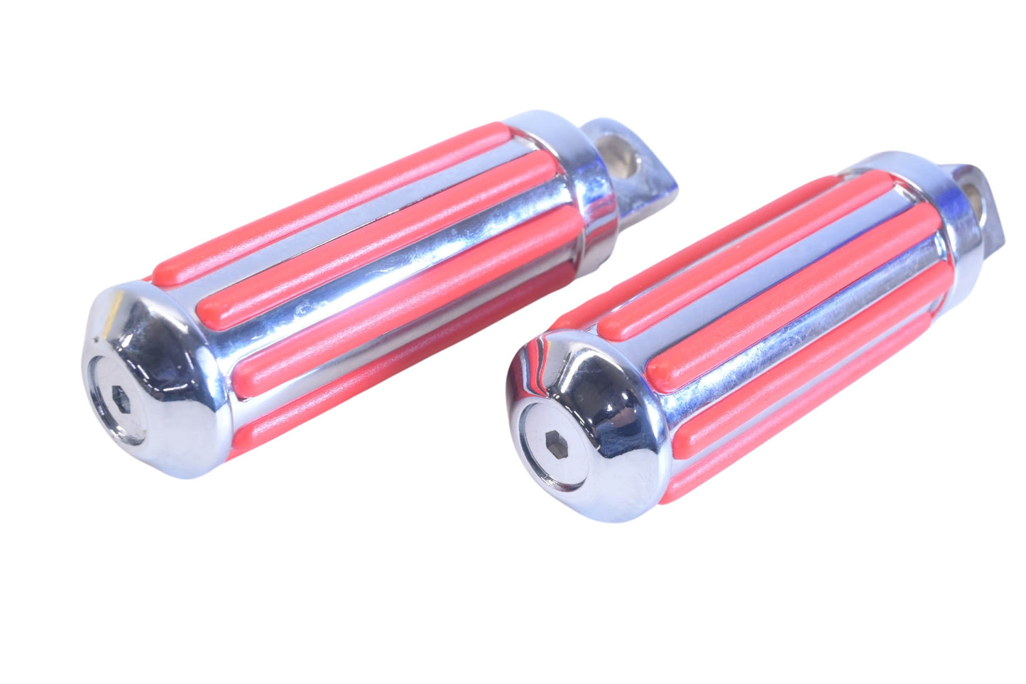 Custom Chrome 78-145, 78145 Small Male Red Ribbed Foot Peg Pair NOS