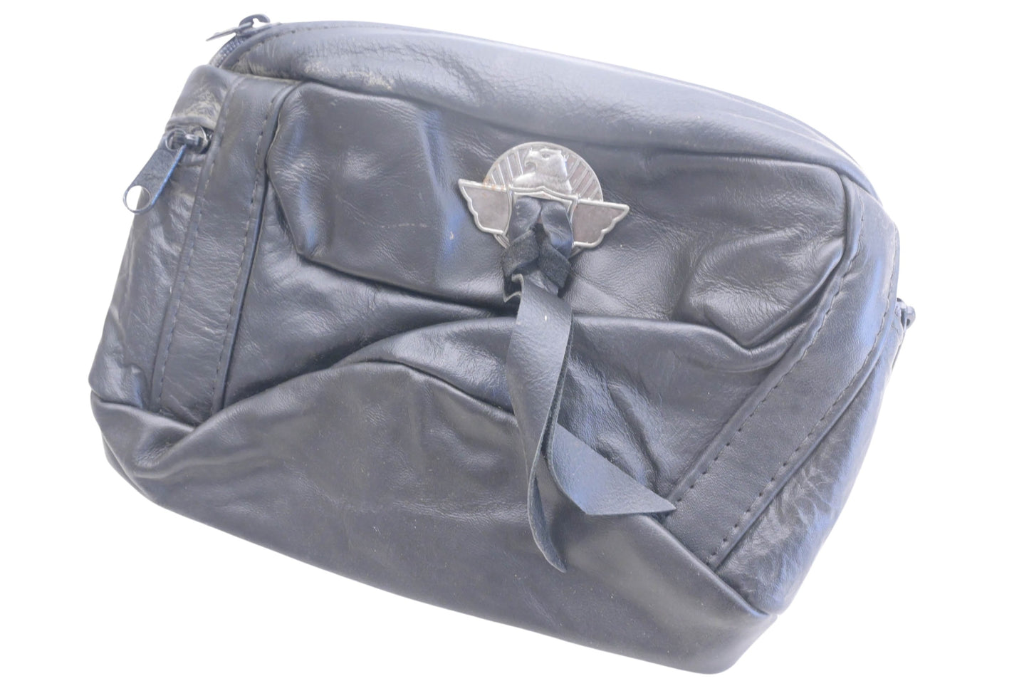 Mustang 13093 Black Leather Eagle Fanny Pack NOS
