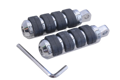 Mustang 15057 Chrome Black Ribbed Foot Peg Kit NOS