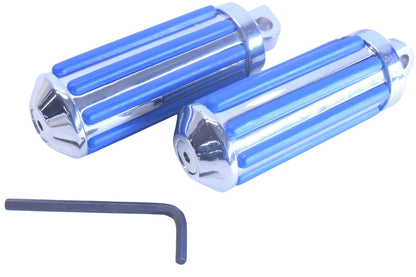 Custom Chrome 78-142, 78142 Large Male Blue Ribbed Foot Peg Pair NOS