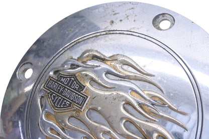 OEM Harley Davidson 25400-98, 2540098 Chrome Softail Flame Derby Cover