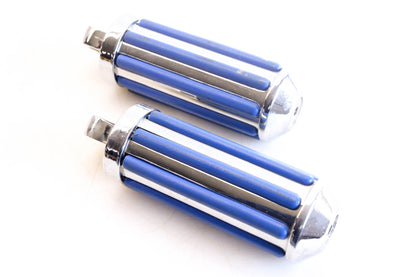 Custom Chrome 78-142, 78142 Large Male Blue Ribbed Foot Peg Pair NOS