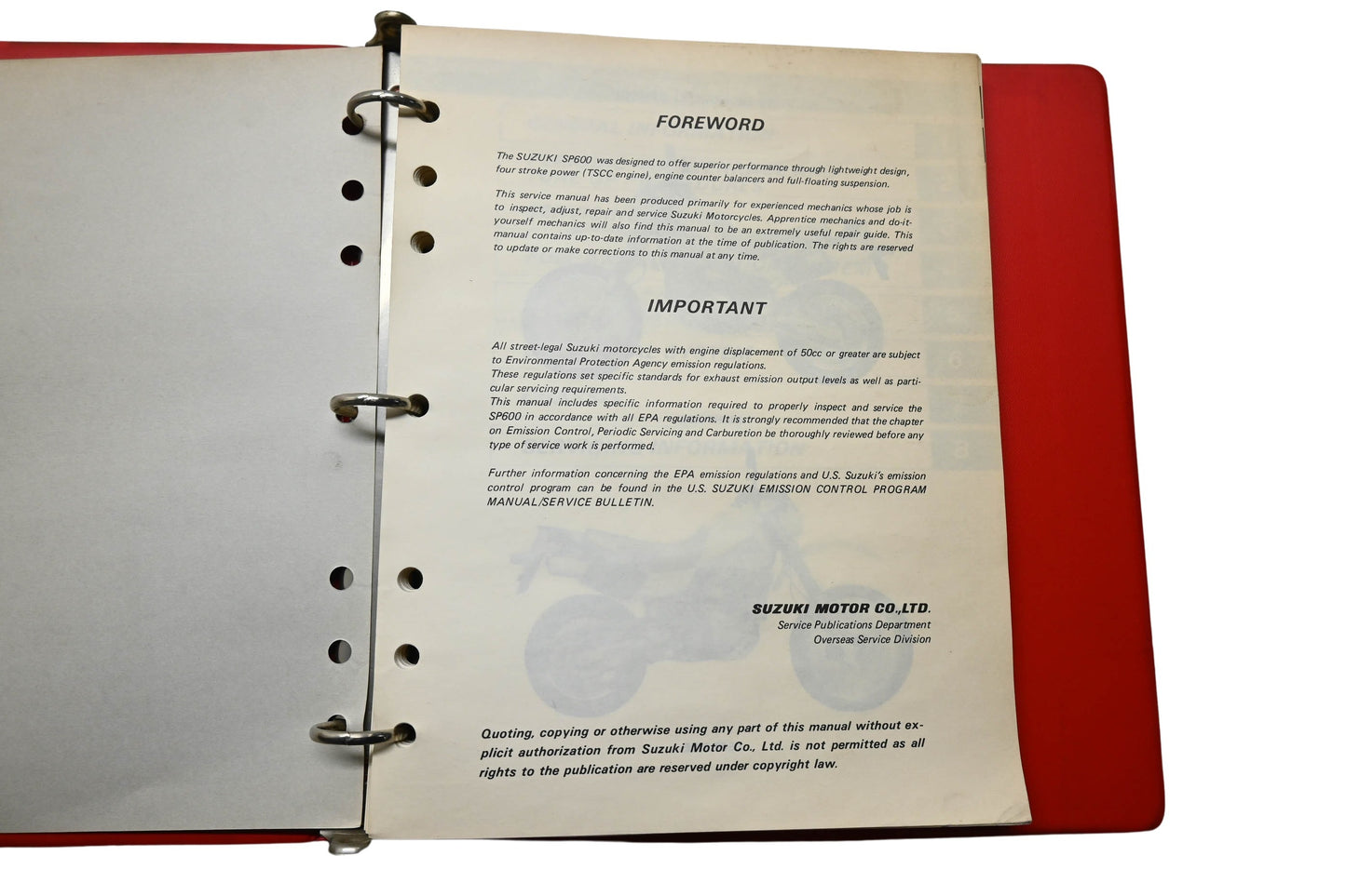 OEM Suzuki 99500-46000-03E SP600 Service Manual