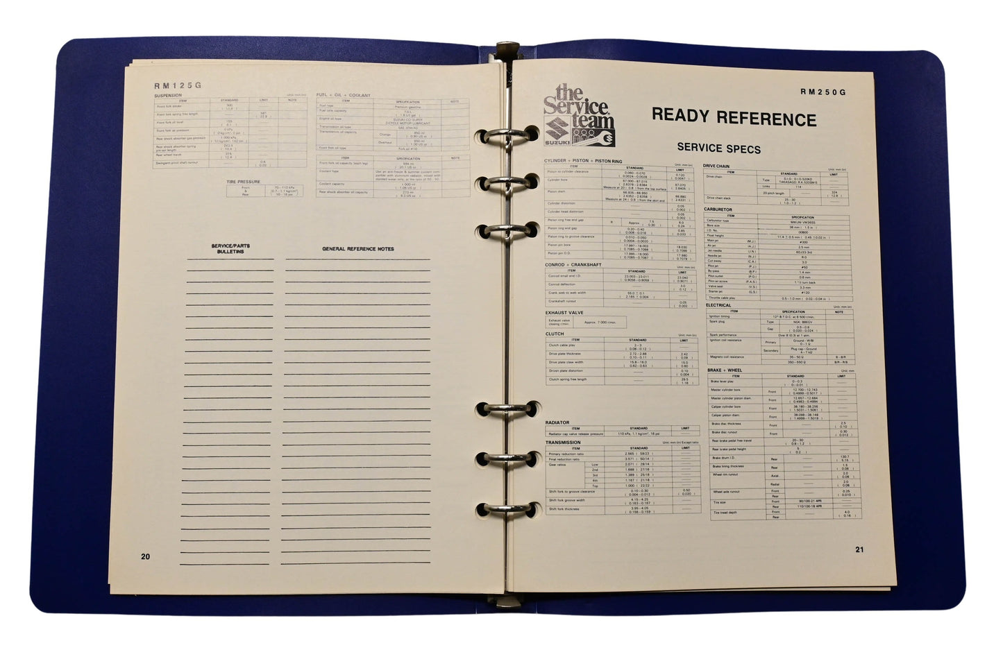 OEM Suzuki 99923-03861 1986 G Model Ready Reference Service Specifications Manual