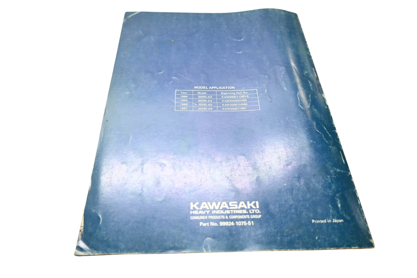 OEM Kawasaki 99924-1075-51 JS550 Jet Ski Watercraft Service Manual Supplement