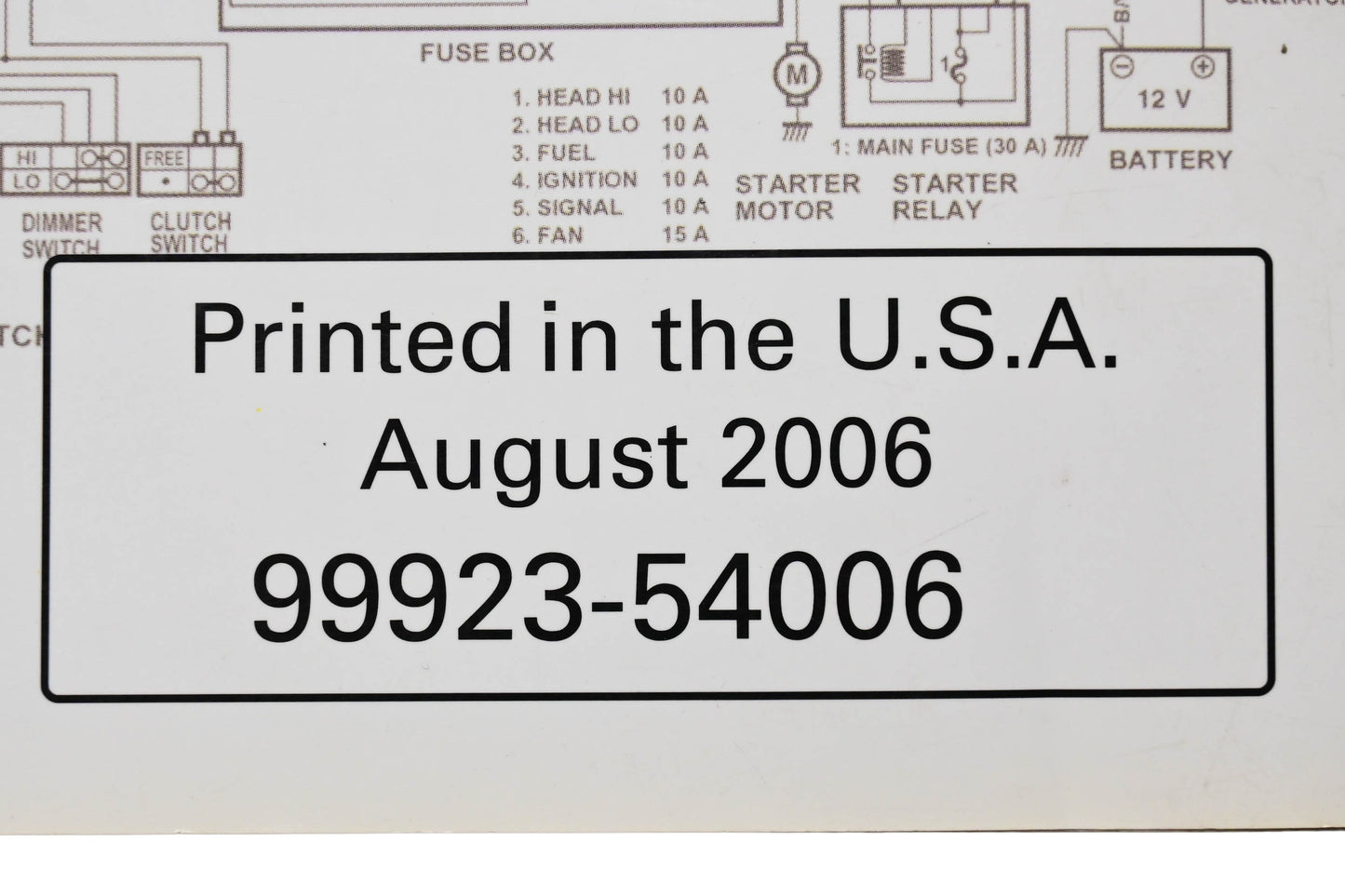 OEM Suzuki 99923-54006 Motorcycle & ATV Wiring Diagram Manual 2006 K6 Models