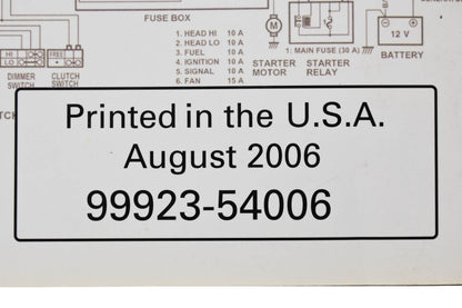 OEM Suzuki 99923-54006 Motorcycle & ATV Wiring Diagram Manual 2006 K6 Models