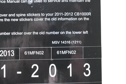 New OEM Honda MSV 14316 2013 CB1000R Service Manual Conversion Sticker Kit NOS