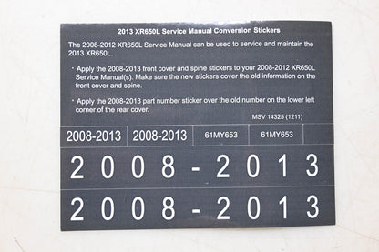 New OEM Honda MSV 14325 2013 XR650L Service Manual Conversion Sticker Kit NOS