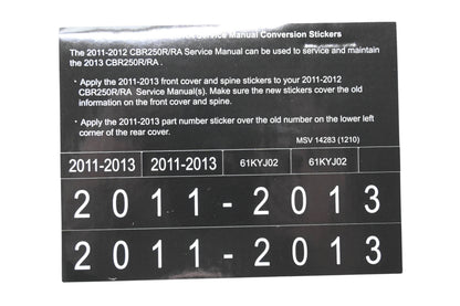 New OEM Honda MSV 14283 2013 CBR250R/RA Service Manual Conversion Sticker Kit NOS