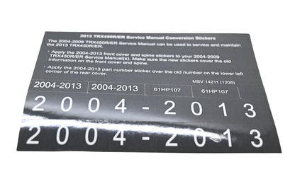 New OEM Honda MSV 14211 2013 TRX450R/ER Service Manual Conversion Sticker Kit NOS
