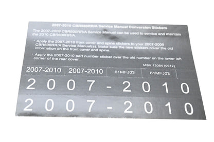 New OEM Honda MSV 13064 2007-2010 CBR600RR/A Service Manual Conversion Sticker Kit NOS