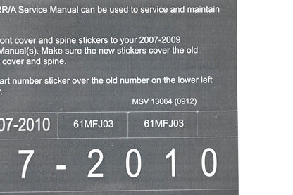 New OEM Honda MSV 13064 2007-2010 CBR600RR/A Service Manual Conversion Sticker Kit NOS