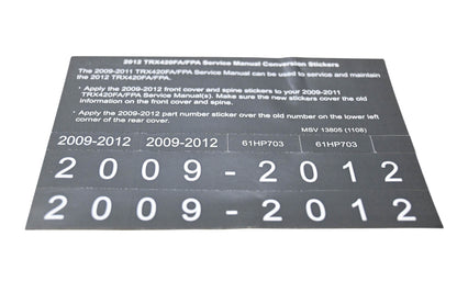 New OEM Honda MSV 13805 2012 TRX420FA/FPA Service Manual Conversion Sticker Kit NOS