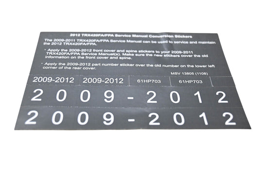 New OEM Honda MSV 13805 2012 TRX420FA/FPA Service Manual Conversion Sticker Kit NOS