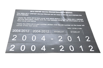 New OEM Honda MSV 13755 2012 CRF50F Service Manual Conversion Sticker Kit NOS