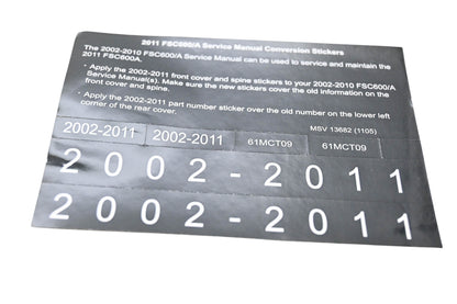 New OEM Honda MSV 13682 2011 FSC600/A Service Manual Conversion Sticker Kit NOS