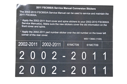 New OEM Honda MSV 13682 2011 FSC600/A Service Manual Conversion Sticker Kit NOS