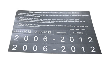 New OEM Honda MSV 13688 2012 TRX680FA/FGA Service Manual Conversion Sticker Kit NOS