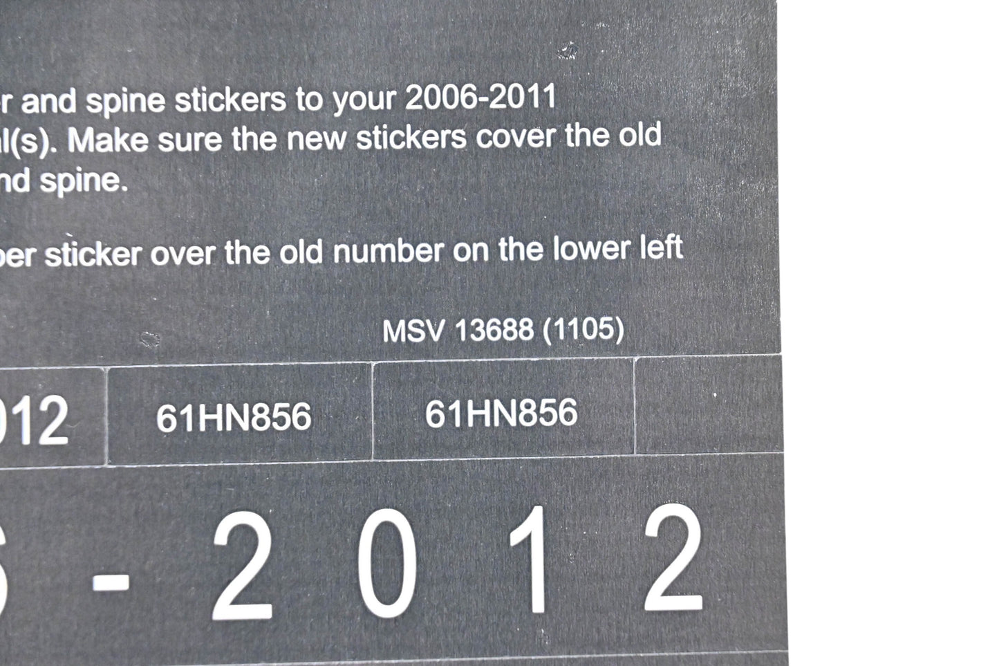 New OEM Honda MSV 13688 2012 TRX680FA/FGA Service Manual Conversion Sticker Kit NOS