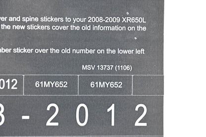 New OEM Honda MSV 13737 2012 XR650L Service Manual Conversion Sticker Kit NOS