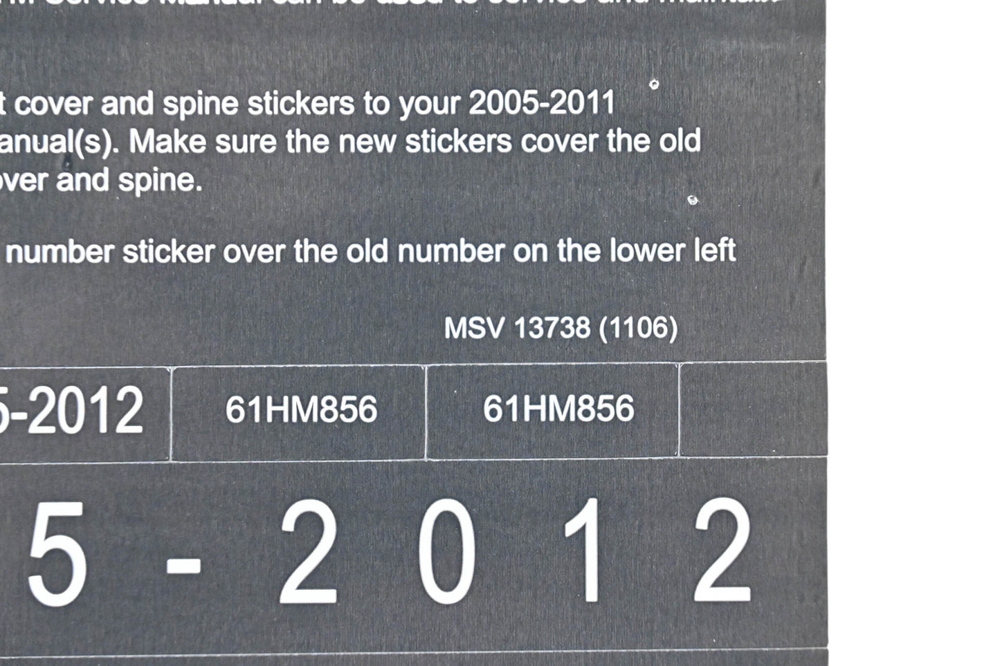 New OEM Honda MSV 13738 2012 TRX250TE/TM Service Manual Conversion Sticker Kit NOS