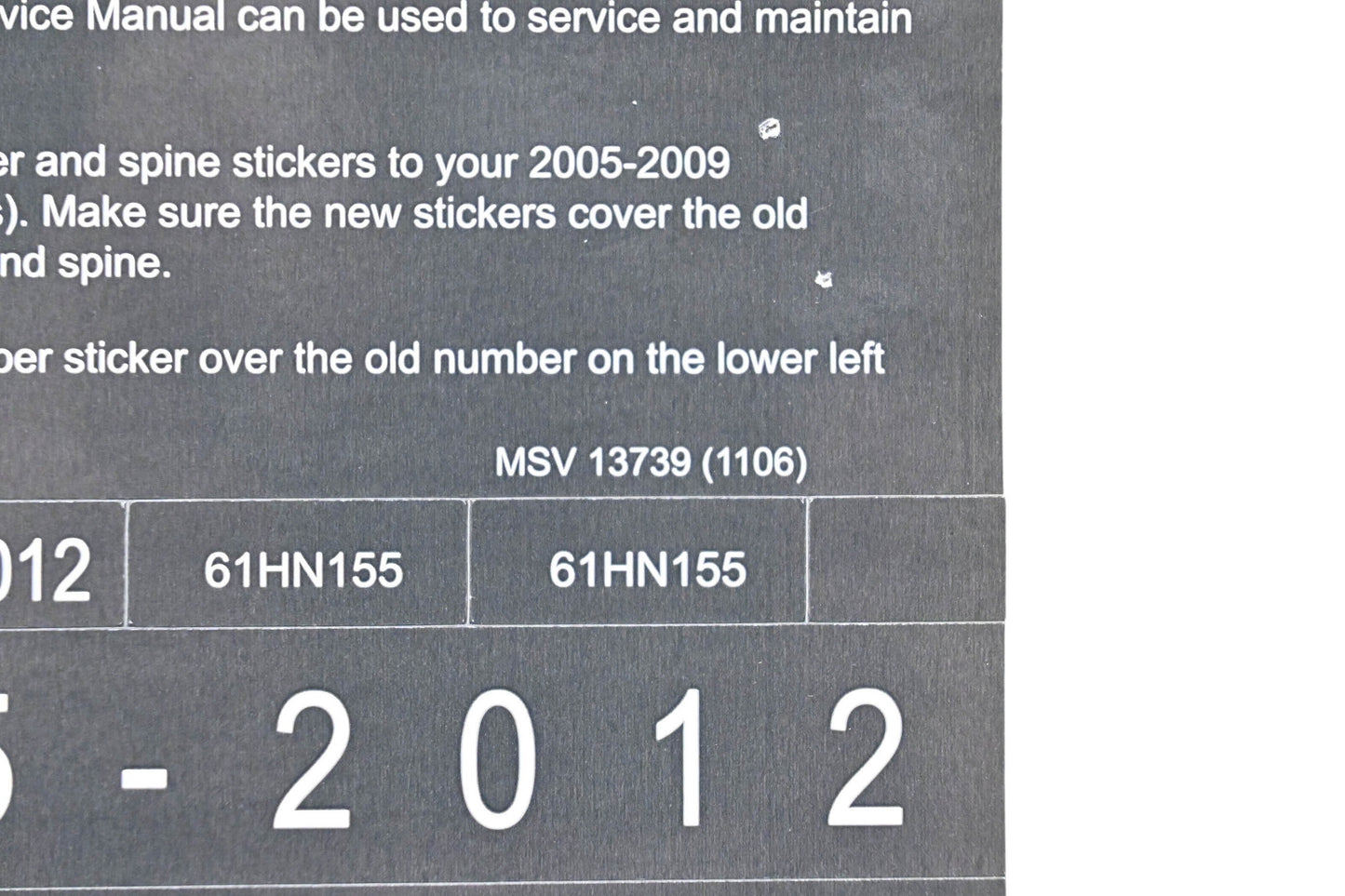 New OEM Honda MSV 13739 2012 TRX400X 2012 Service Manual Conversion Sticker Kit NOS