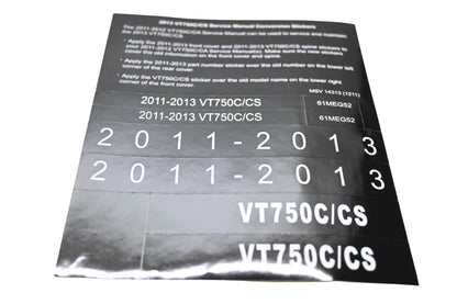 New OEM Honda MSV 14313 2013 VT750C/CS Service Manual Conversion Sticker Kit NOS