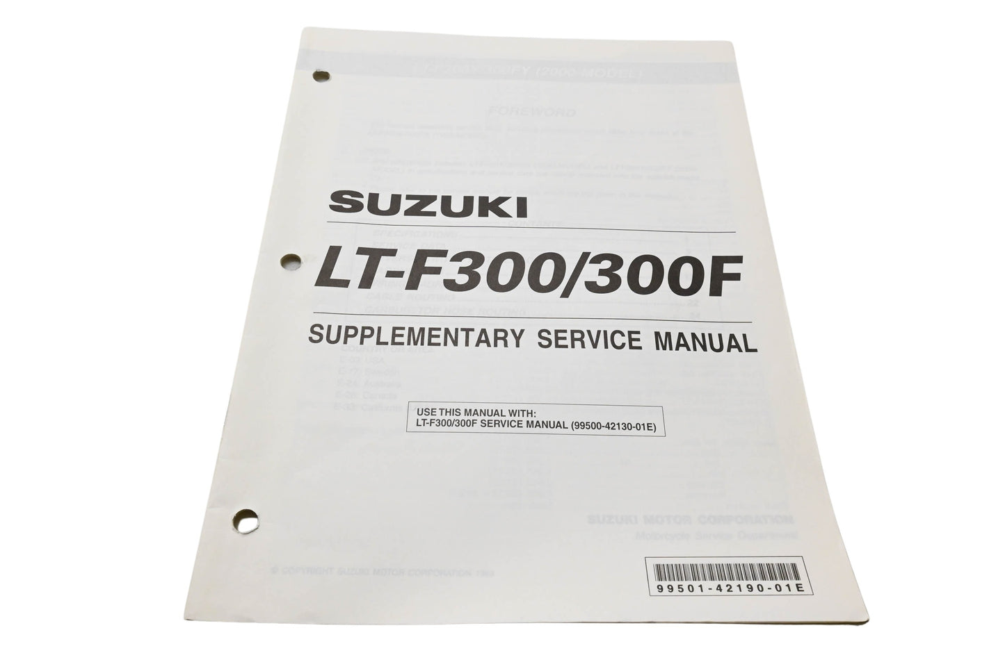 OEM Suzuki 99501-42190-01E LT-F300/300F Supplementary Service Manual