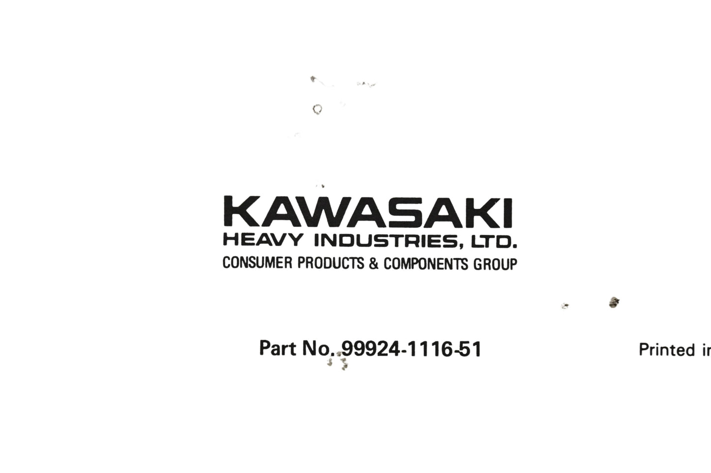 OEM Kawasaki 99924-1116-51 KX125 KX250 KX500 Motorcycle Service Manual Supplement