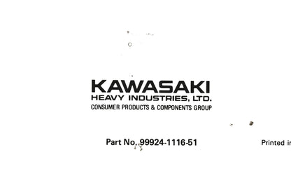 OEM Kawasaki 99924-1116-51 KX125 KX250 KX500 Motorcycle Service Manual Supplement